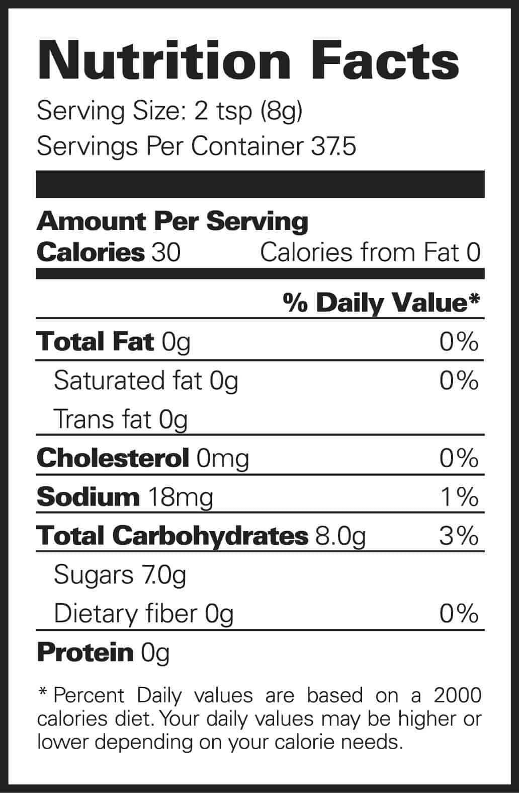 Coconut flower sugar Nutrition Facts